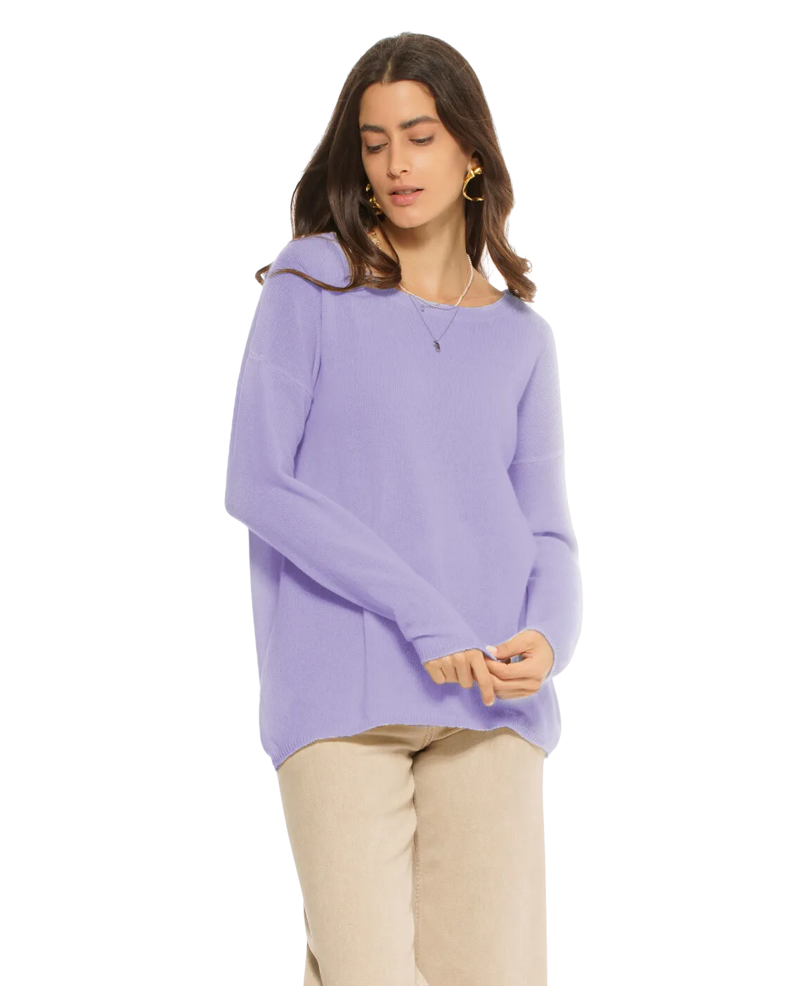 Women's Oversized Cashmere Boatneck Sweater Lavender