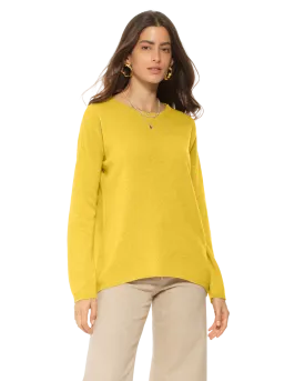 Women's Oversized Cashmere Boatneck Sweater Lemon Yellow