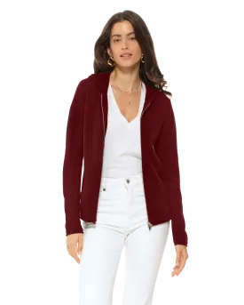 Women's Pure Cashmere Hoodie Sweater Bordeaux